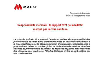 [PDF] Communiqué rapport responsabilité médicale 2021