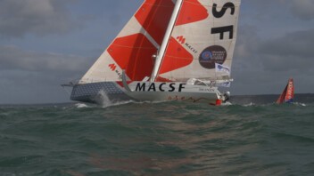 [PHOTO] Isabelle Joschke et Fabien Delahaye au départ de la Transat Jacques Vabre 2021