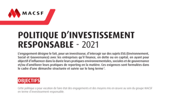[PDF] Politique Investissement responsable 2021