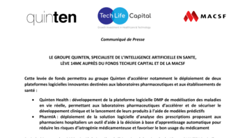 [PDF] Levée de fonds 14M€ QUINTEN - TECHLIFE - MACSF - 20 09 2022