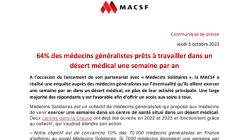 [PDF] Communiqué Enquête désert médical & partenariat Médecins Solidaires