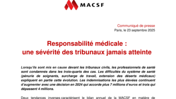 [PDF] Communiqué MACSF - Responsabilité médicale 2025
