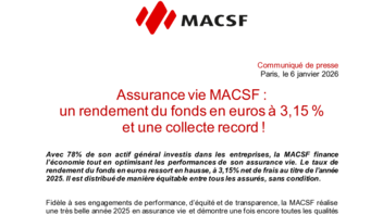 [PDF] Communiqué assurance vie MACSF - performances 2025