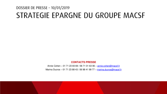 STRATEGIE EPARGNE DU GROUPE MACSF