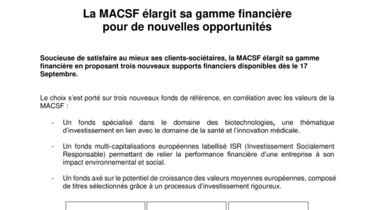 La MACSF élargit sa gamme financière pour de nouvelles opportunités