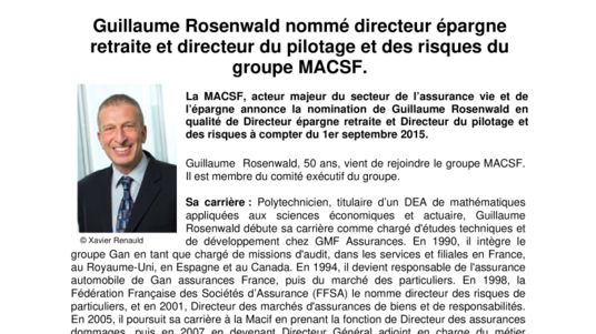 Nomination de Guillaume Rosenwald