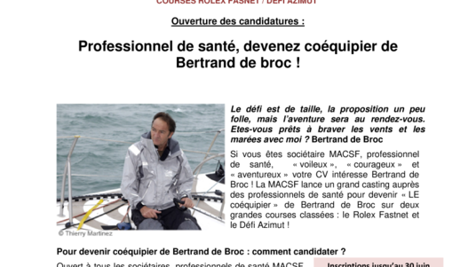 Professionnel de santé, devenez coéquipier de Bertrand de broc !
