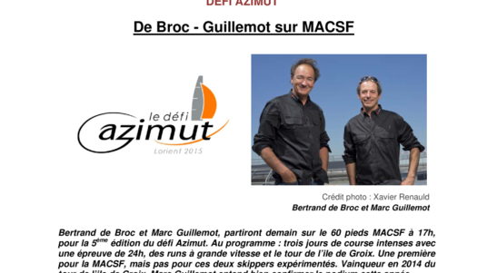 Defi Azimut 2015 : De Broc - Guillemot sur MACSF
