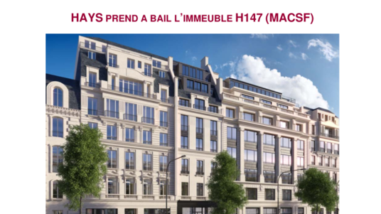 Hays prend à bail l'immeuble H147