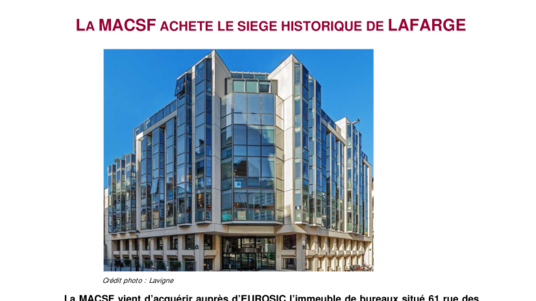 La MACSF rachète le siège historique de Lafarge