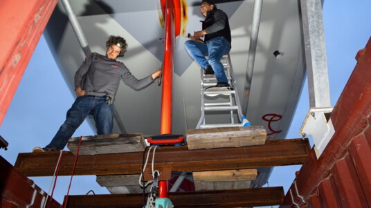 [PHOTO] Démontage de la quille de l'IMOCA MACSF - Transat Jacques Vabre