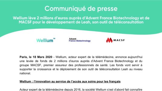 Communiqué - Levée de fonds WELLIUM x ADVENT x MACSF (PDF)