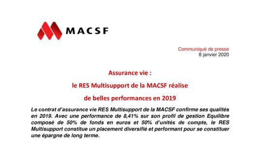 [COMMUNIQUE PDF] assurance vie - performances 2019