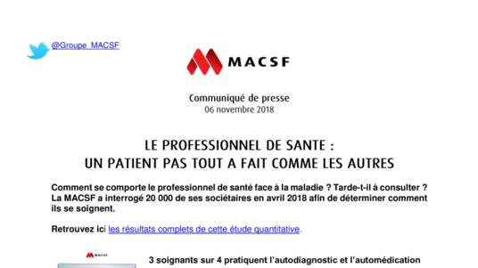 Communiqué (PDF) - Etude : le professionnel de santé face à la maladie