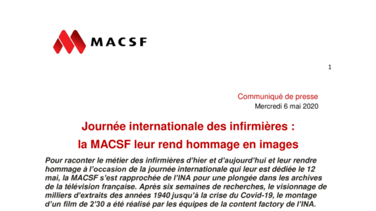 Communiqué -Hommage aux infirmières (PDF)