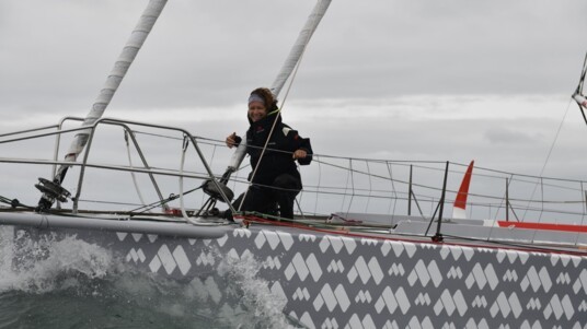 [PHOTO] Isabelle Joschke au départ de la Vendée-Arctique-Sables d'Olonne