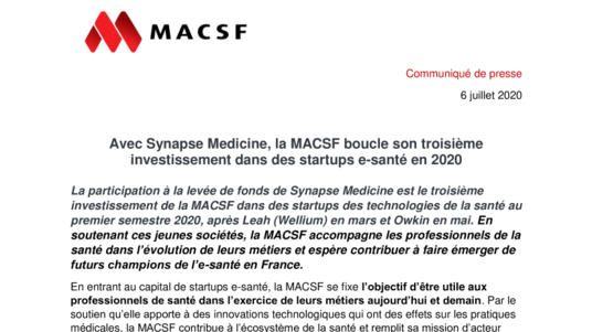 [PDF] Communiqué Synapse Medicine/MACSF