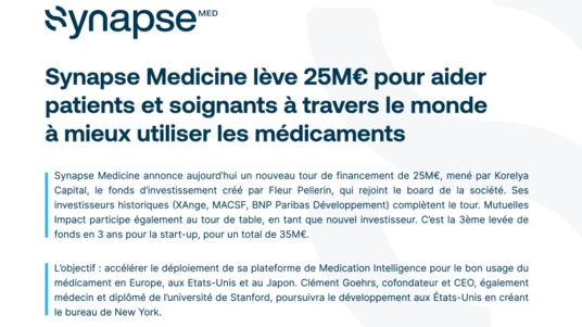 [Communiqué PDF] Synapse Medicine annonce sa levée de fonds de 25M€