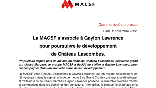 [PDF] Communiqué Château Lascombes / MACSF