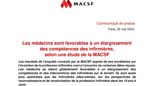 [Communiqué PDF] La profession infirmière : regards croisés et perspectives - Etude MACSF 2023