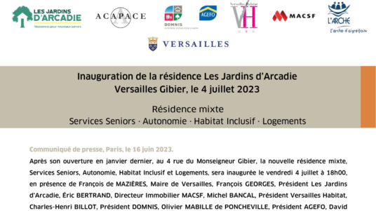 [Communiqué PDF] Inauguration de la Résidence de Versailles Gibier