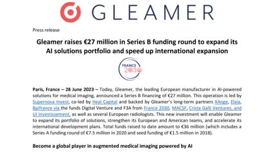 [Communiqué PDF - Anglais] Gleamer, 2e levée de fonds