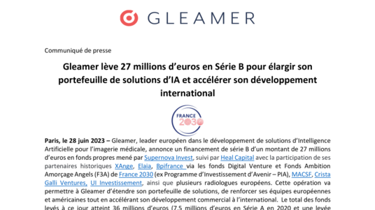 [Communiqué PDF] Gleamer lève 27 millions d'euros