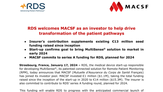 [PDF] Press Release (ENG) - RDS welcomes MACSF as an investor
