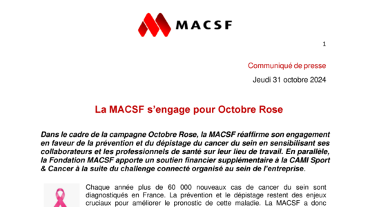 [PDF] Communiqué Octobre Rose MACSF 2024