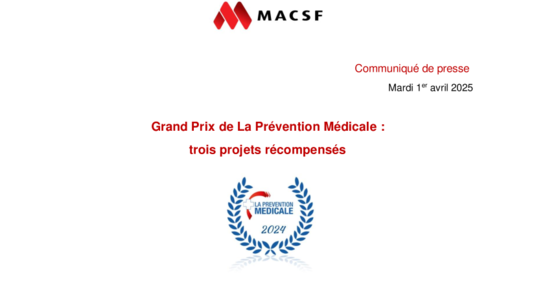 [PDF] Communiqué Grand Prix 2024 de La Prévention Médicale