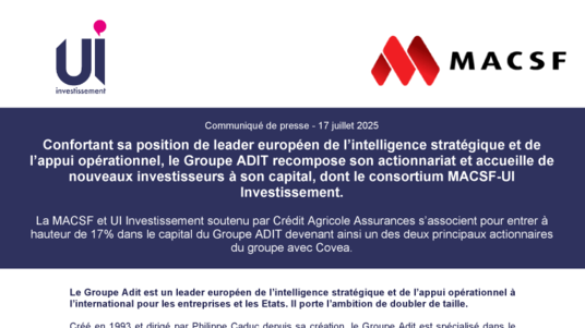 [PDF] Communiqué - La MACSF et UI Investissement entrent au capital du groupe ADIT
