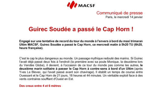 [PDF] Communiqué de presse-Guirec Soudée au Cap Horn-14 janvier 26