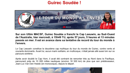 [PDF] Communiqué de presse Passage du Cap Leeuwin  une première historique en multicoque pour Guierc Soudée.pdf