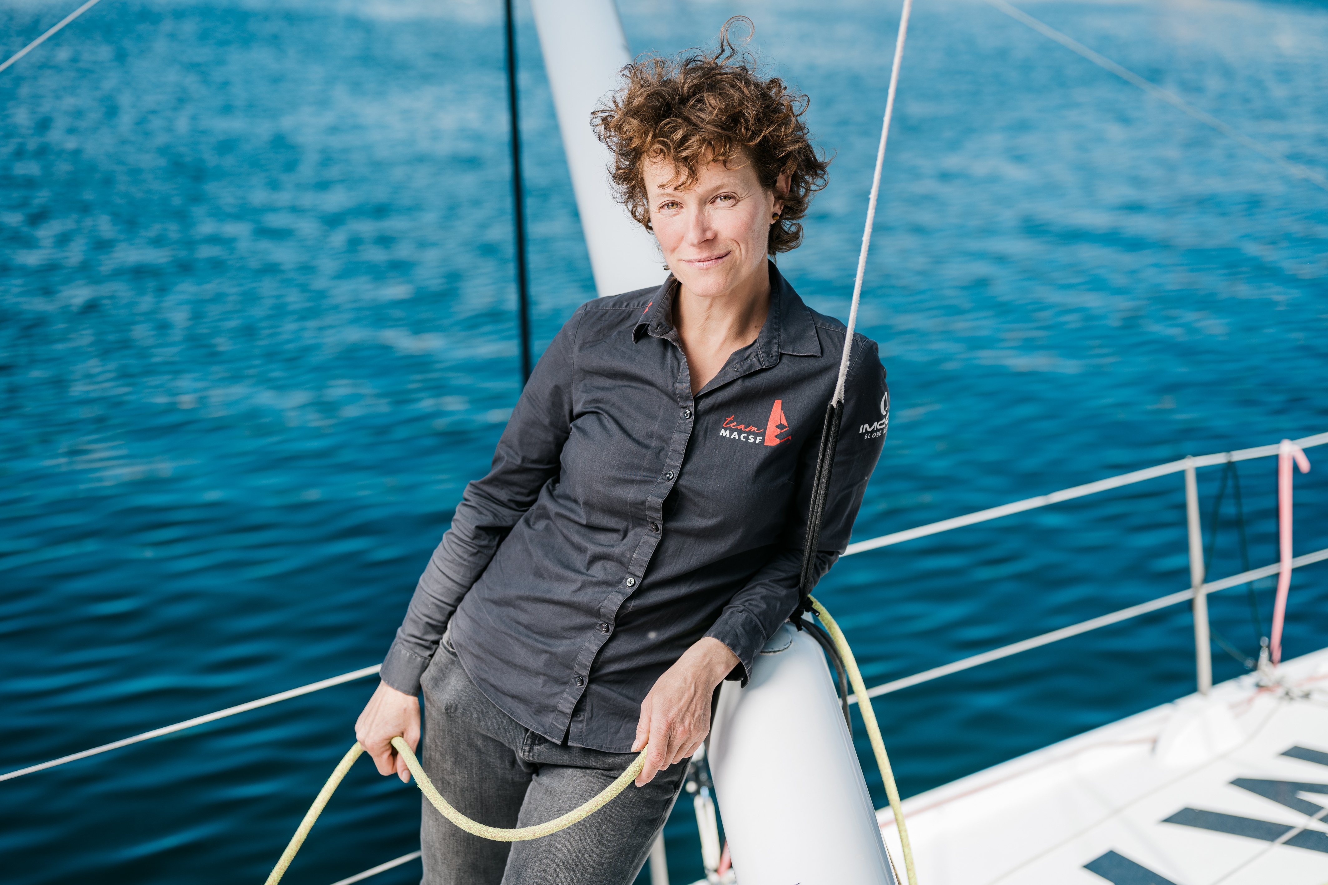 [PHOTO] Isabelle Joschke sur le pont de l'IMOCA MACSF