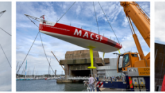 L’IMOCA MACSF de Bertrand de Broc mis à l’eau à Lorient