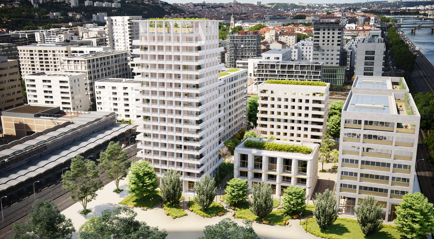 Ensemble immobilier moderne et durable en ville
