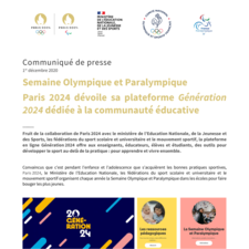 Semaine Olympique et Paralympique Paris 2024 dévoile sa plateforme Génération 2024 dédiée à la communauté éducative