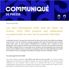 Paris 2024 Communiqué de presse Les Jeux Olympiques d’été sont de retour en France. Paris 2024 propose une célébration exceptionnelle au cœur de la nouvelle ville hôte.pdf