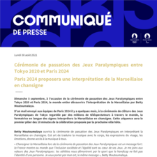 Cérémonie de clôture des Jeux Paralympiques de Tokyo : Paris 2024 proposera  une interprétation de la Marseillaise en chansigne - Newsroom Paris 2024