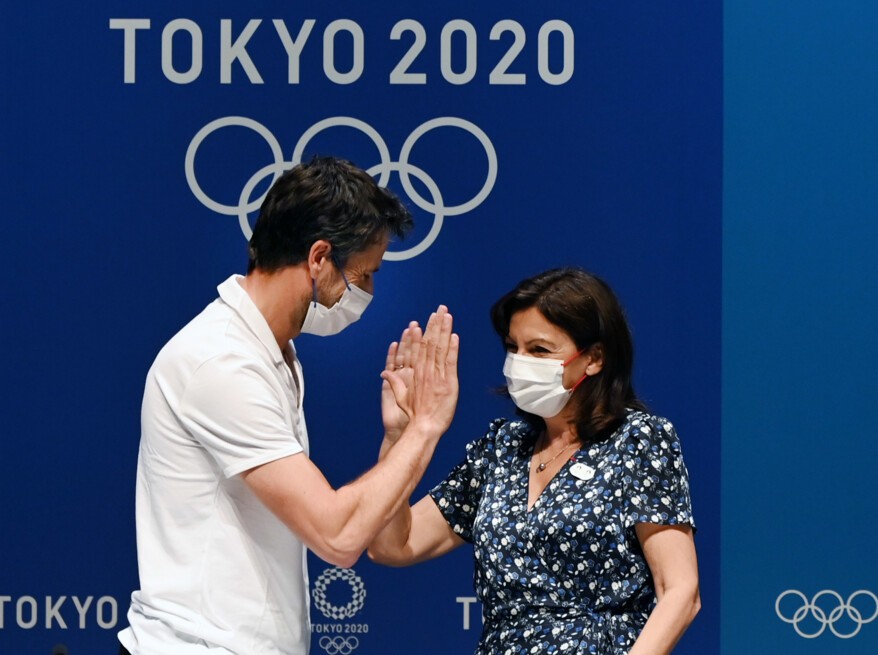 Conférence de presse à Tokyo, avec Anne Hidalgo et Tony Estanguet