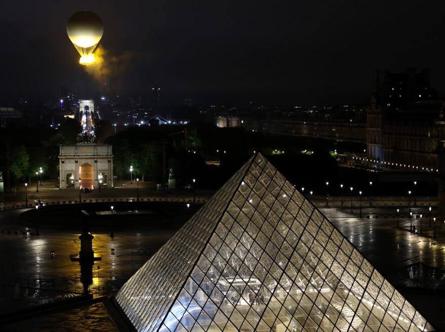 The Cauldron of the Olympic Games Paris 2024 takes to the skies to