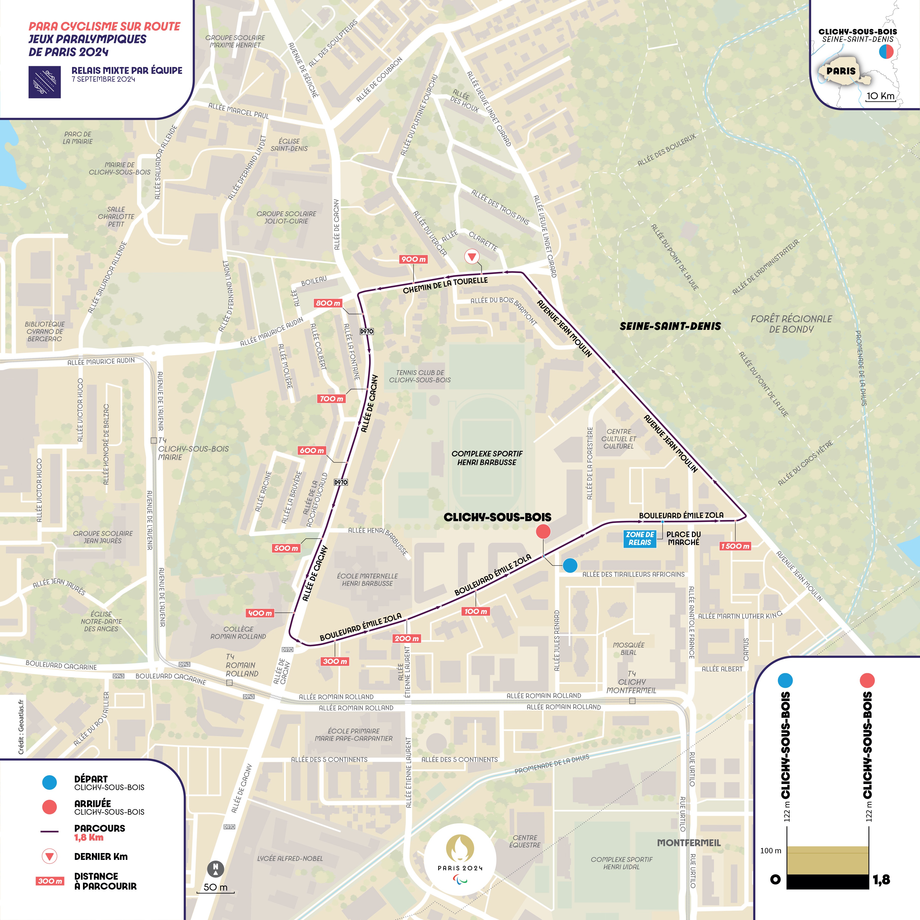 Parcours Para Cyclisme sur route relais mixte Newsroom Paris2024