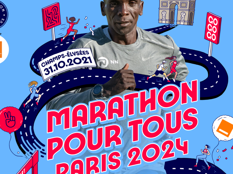 J-1000 avant les Jeux de Paris 2024 : Lancement du  Marathon pour Tous avec une course poursuite inédite contre le plus grand marathonien au monde, Eliud Kipchoge