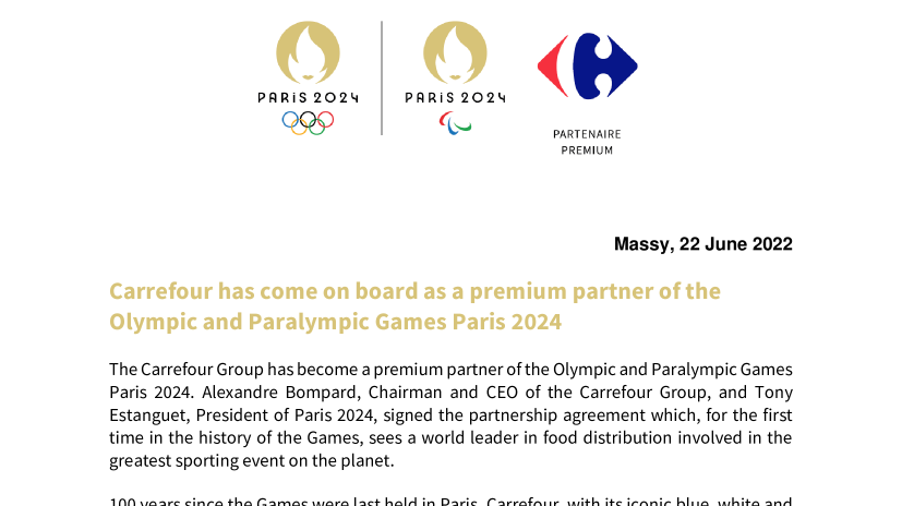 Carrefour has come on board as a premium partner of the Olympic