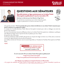 “Questions aux sénateurs”, nouvelle émission 100% web