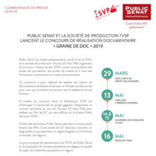 PUBLIC SÉNAT ET LA SOCIÉTÉ DE PRODUCTION TVSP LANCENT LE CONCOURS DE RÉALISATION DOCUMENTAIRE « GRAINE DE DOC » 2019