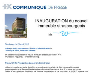 Communiqué de presse Inauguration W