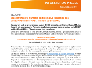 Malakoff Médéric Humanis participe à La Rencontre des Entrepreneurs de France, les 28 et 29 août 2019