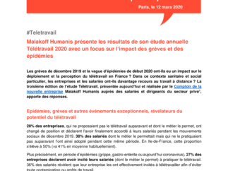 Communiqué résultats étude Télétravail 2020