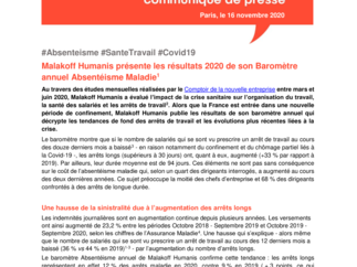 Baromètre Absenteisme 2020 Malakoff Humanis